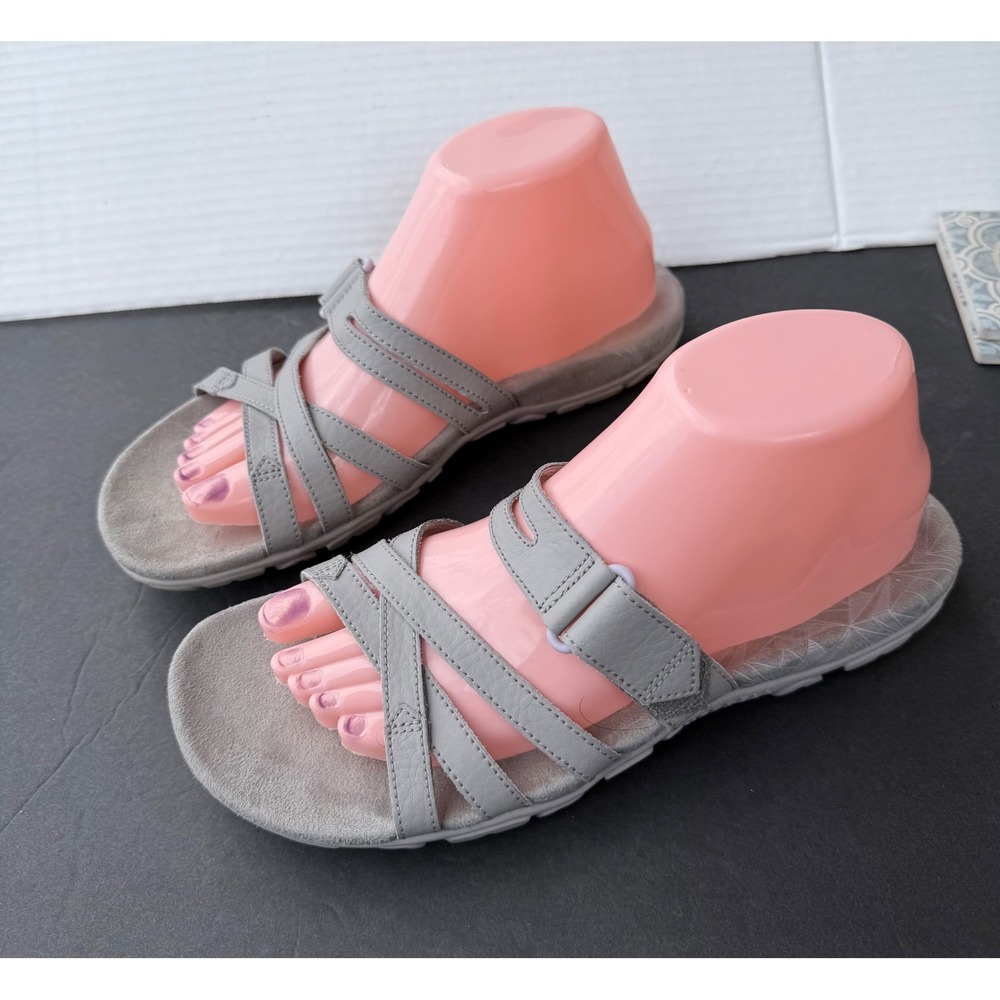 Merrell Terran 3 Leather Cush Slide Moon‎ Gray Comfort Slip On Sandals Sz 8